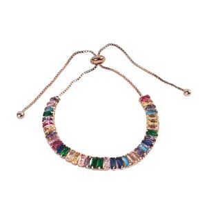 Adjustable Rose Gold Multi-Colored Cubic Zirconia Bracelet‎ NWT
